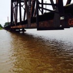 High water railroad bridge am 5-23-2015