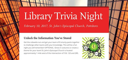 Pottsboro Library Trivia Night Fun’Raiser