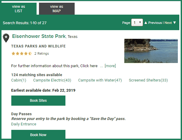 Eisenhower State Park Reservation Online