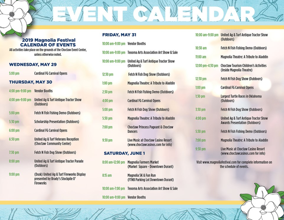 Magnolia Festival Event Schedule
